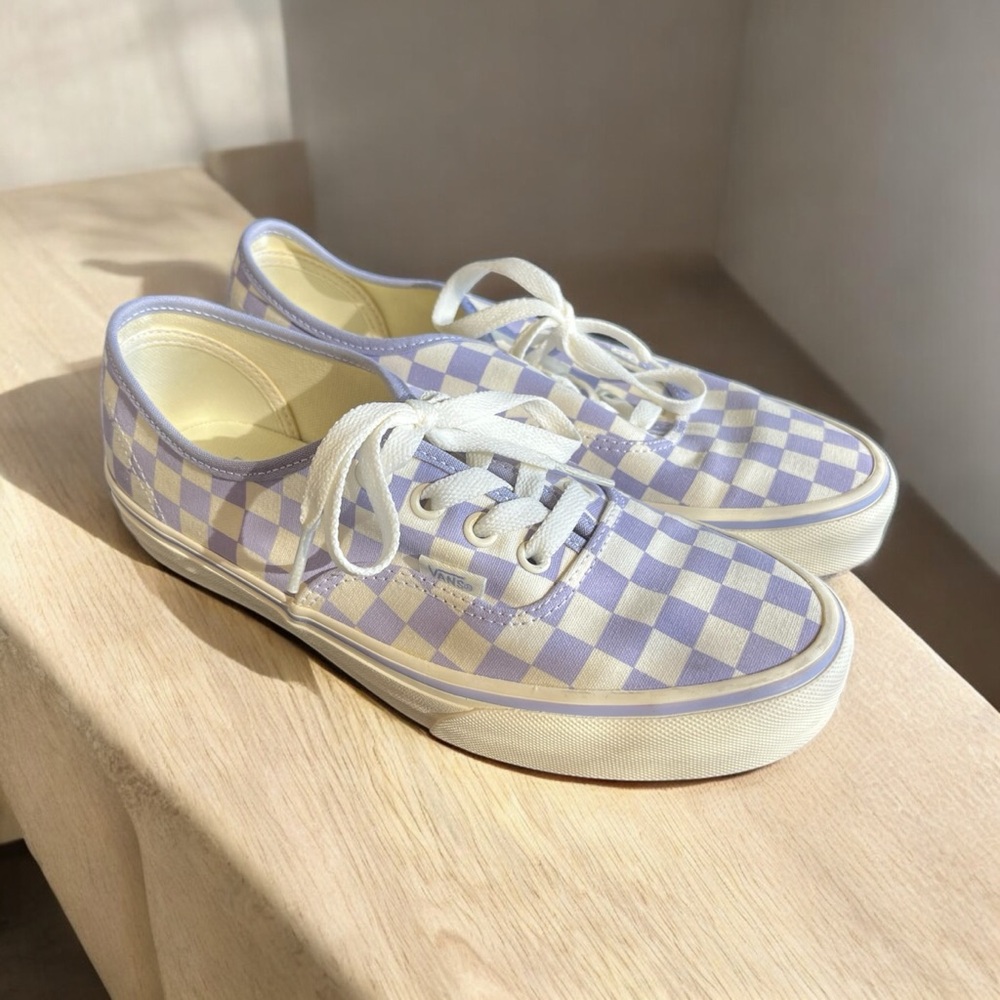 VANS Lavender and White Checkered Casual Sneakers- 7.5